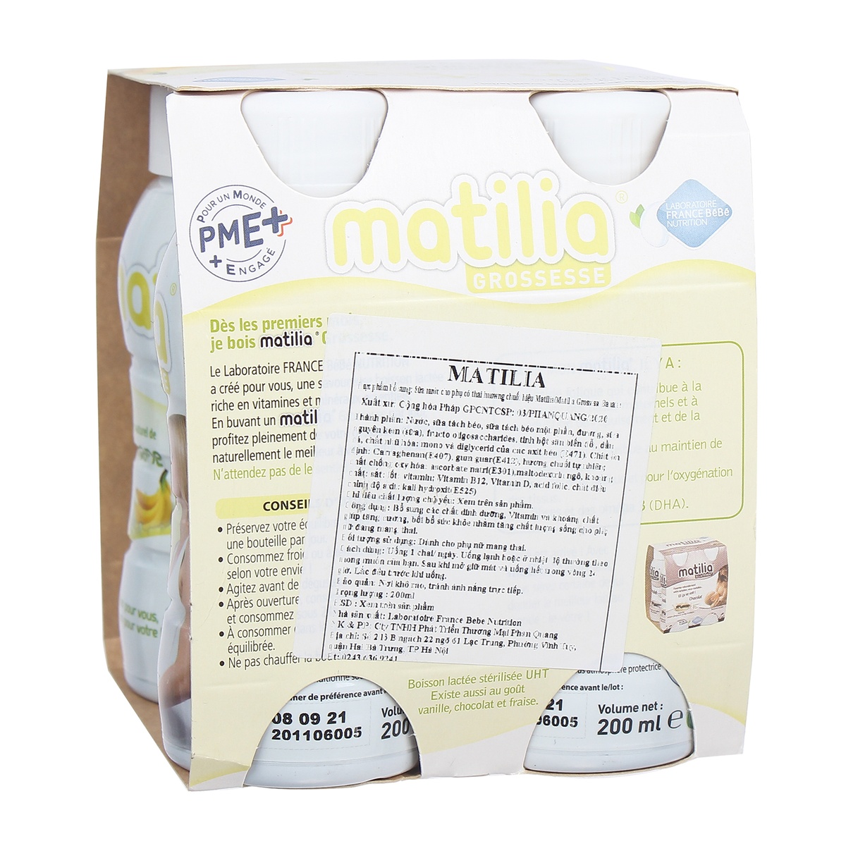Sữa Bầu Matilia Vị Chuối (Lốc 4 Hộp) - mặt phải