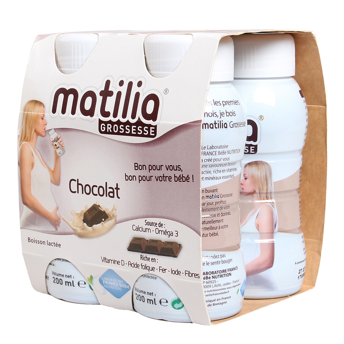 Sữa Bầu Matilia Vị Socola (Lốc 4 Hộp) - góc nghiêng