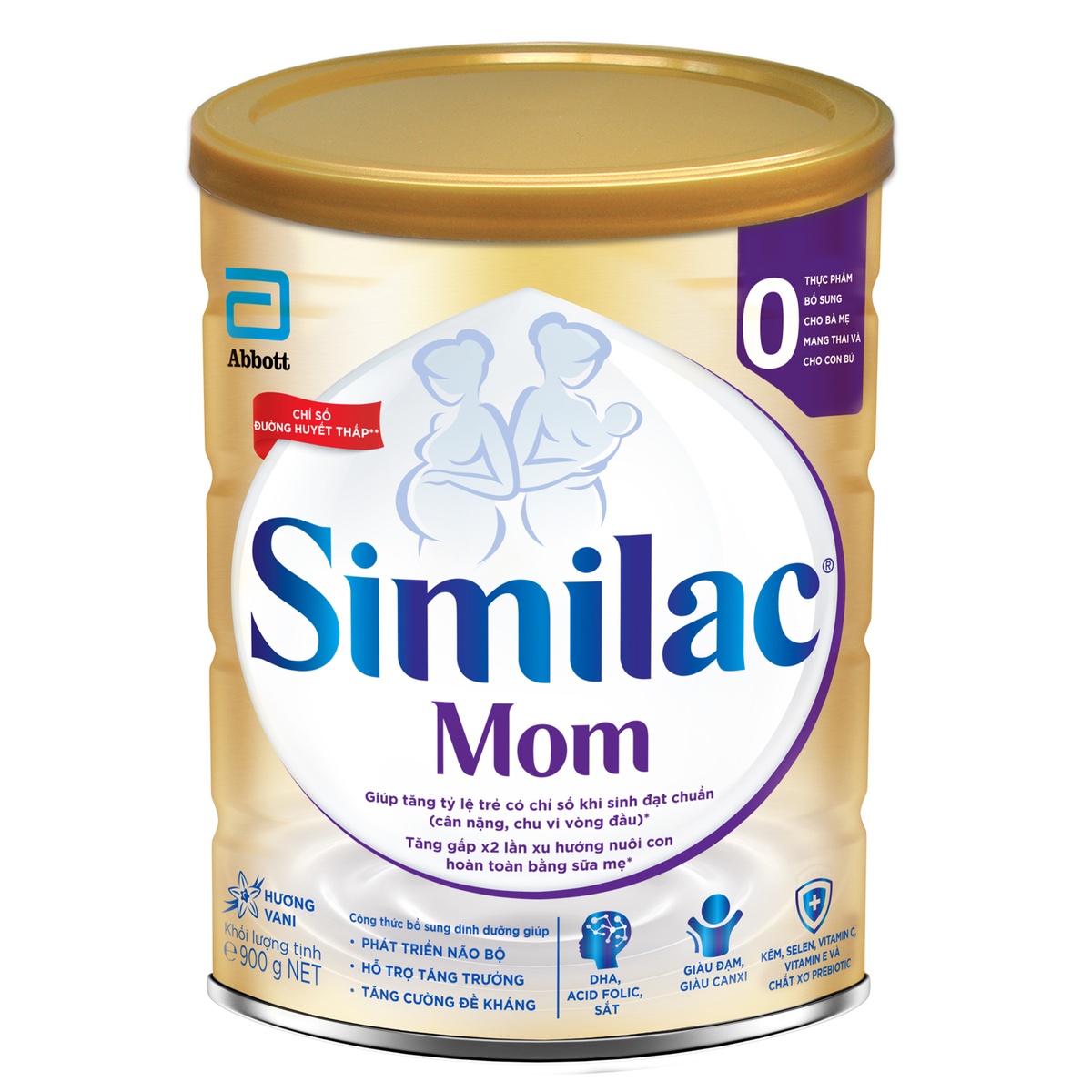 Sữa bầu Similac Mom IQ Plus hộp 900g hương vani - mặt phải