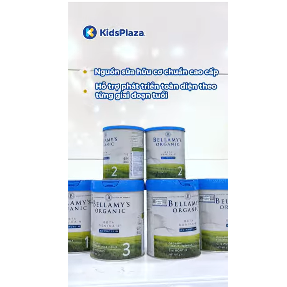 Sản phẩm dinh dưỡng công thức Bellamy's Organic A2 số 2 800g cho bé 6-12 tháng tuổi - video