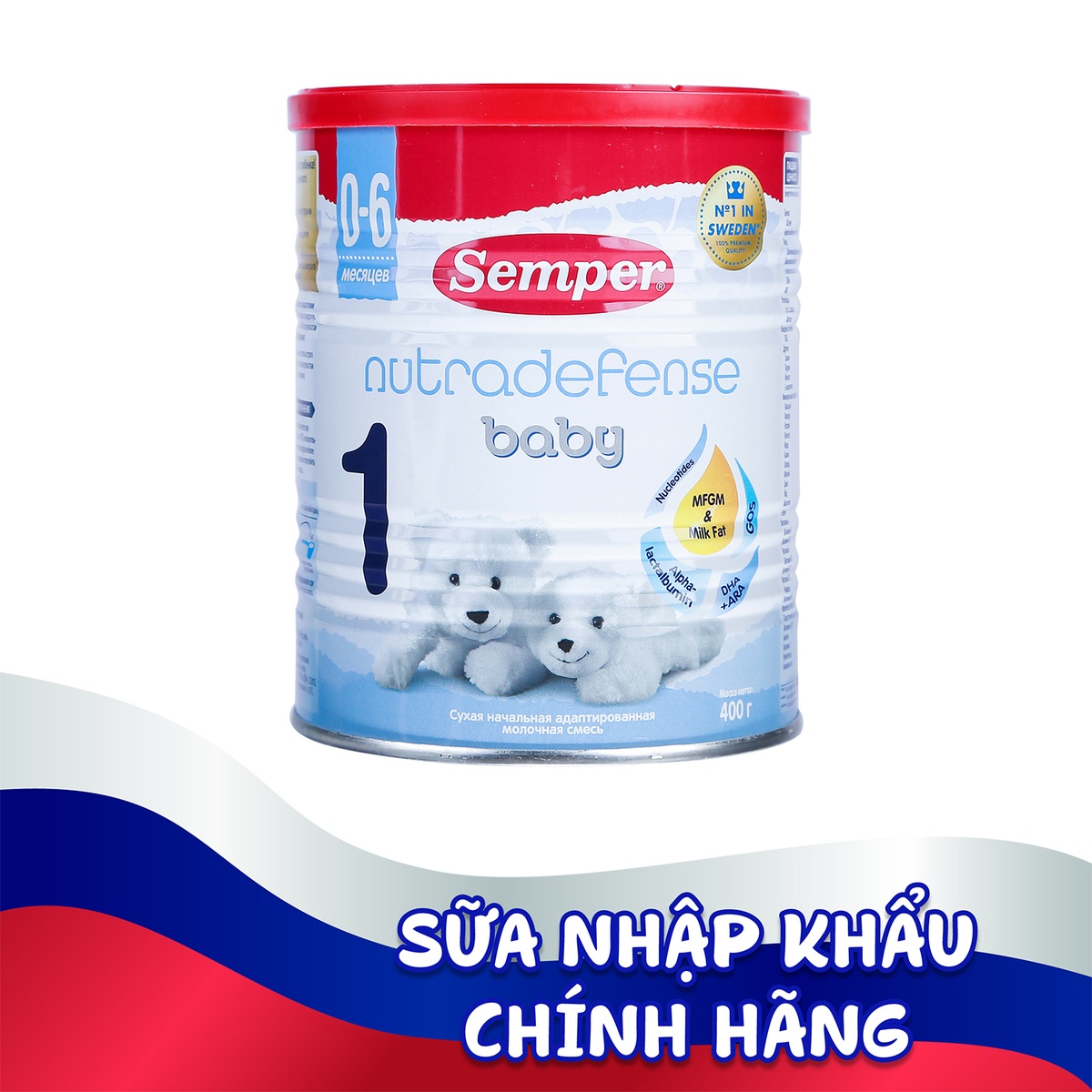 Sữa béo Semper Nga Nutradefense Số 1 400g (cho bé từ 0-6M) - mặt trái