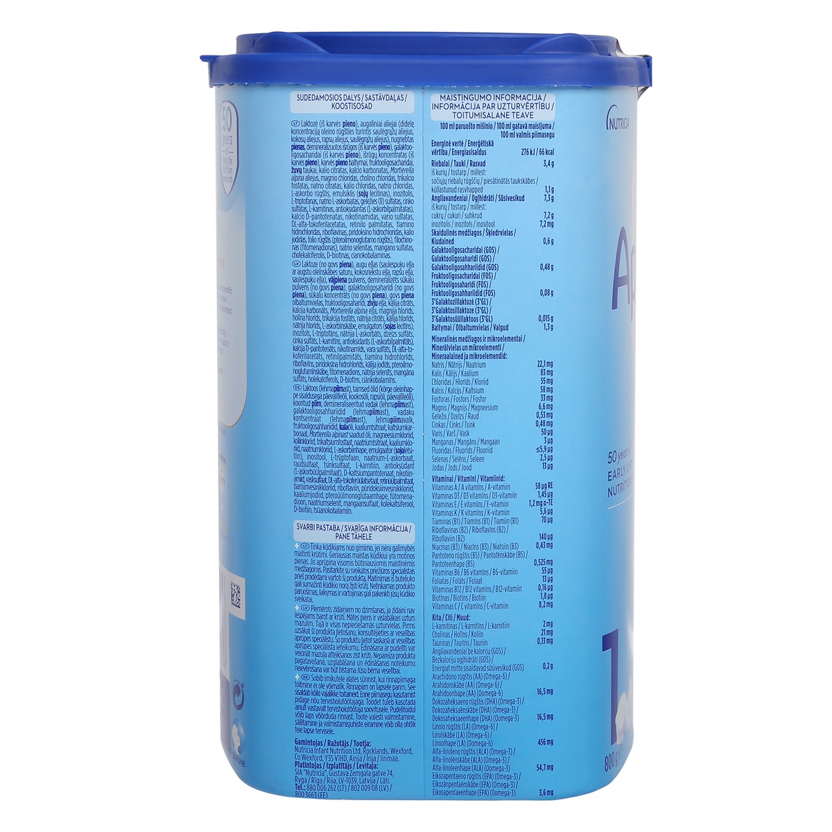 Sữa Aptamil Đức NutriBiotik số 1 800g cho bé từ 0-6 tháng  - mặt trái