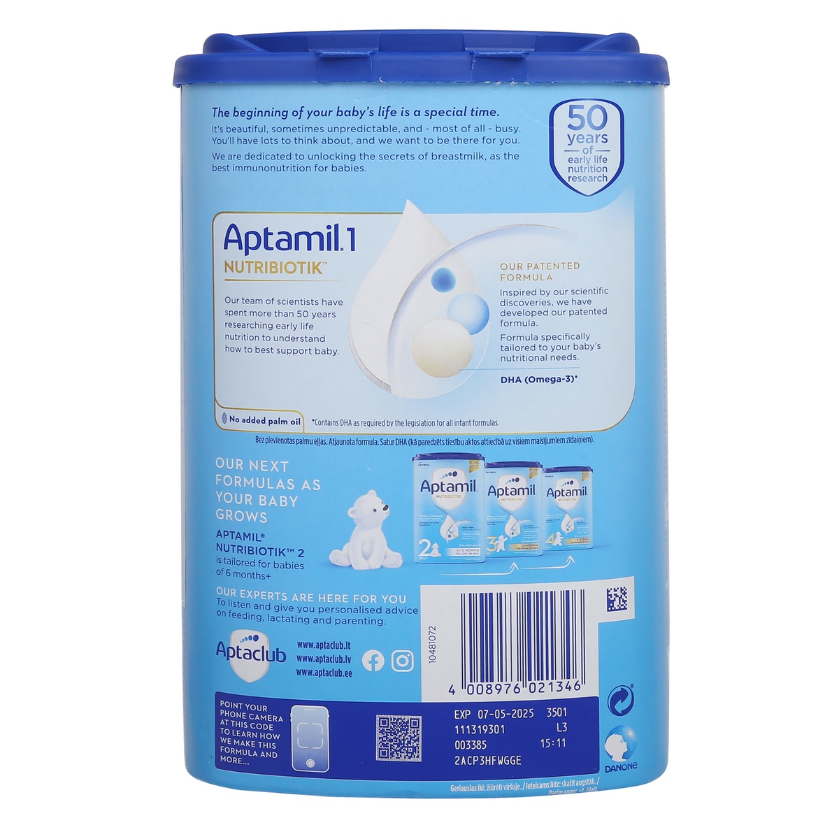 Sữa Aptamil Đức NutriBiotik số 1 800g cho bé từ 0-6 tháng  - mặt phải