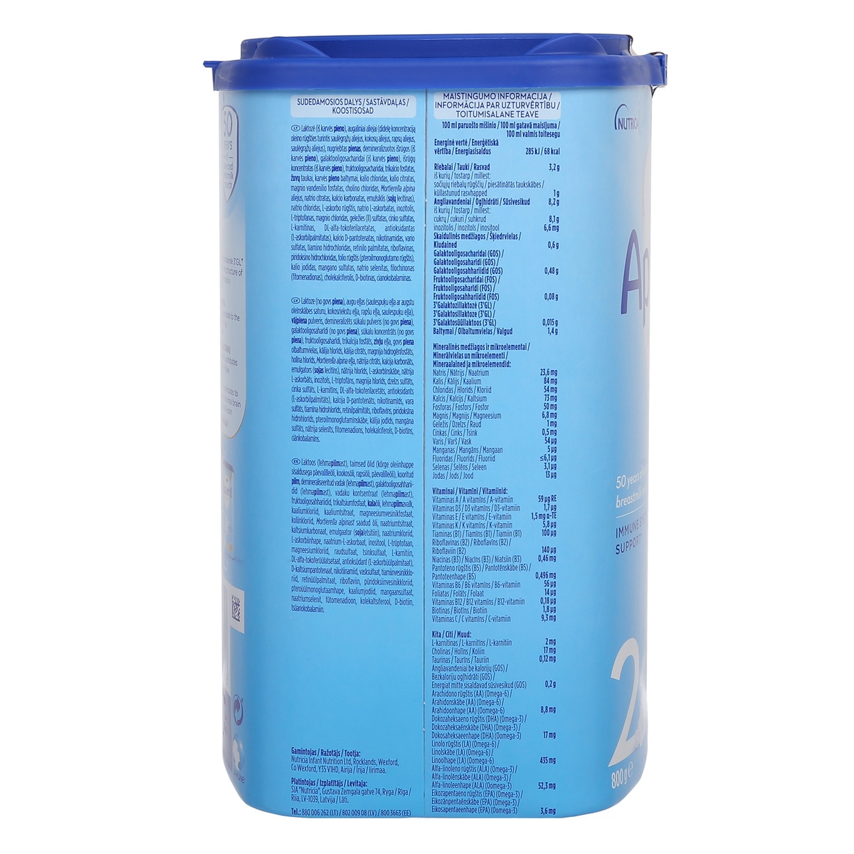 Sữa Aptamil Đức Nutribiotik số 2 800g cho trẻ từ 6 -12 tháng - mặt trái