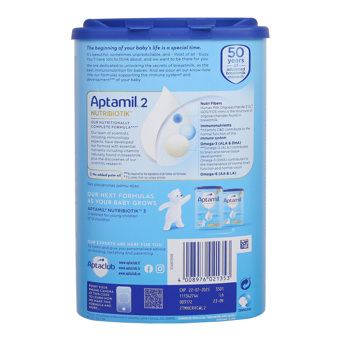 Sữa Aptamil Đức Nutribiotik số 2 800g cho trẻ từ 6 -12 tháng - mặt phải