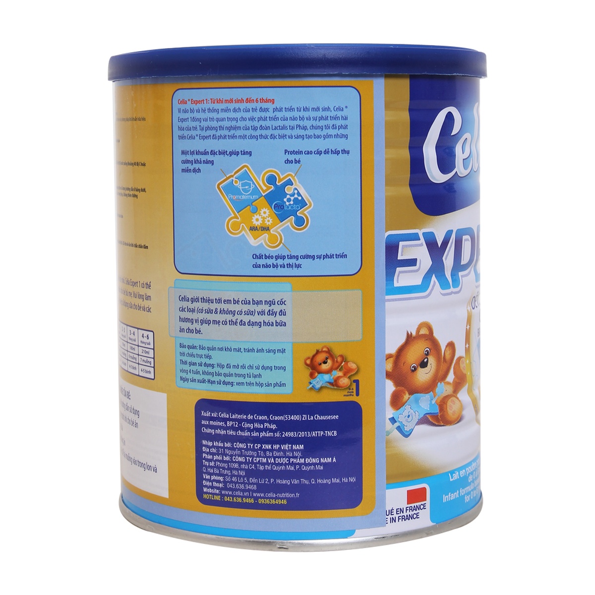 Sữa bột Celia Expert 1 400gr - mặt phải