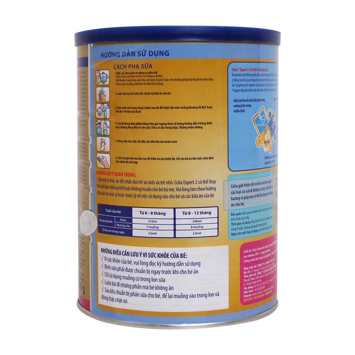 Sữa bột Celia Expert 2 - 900g - góc nghiêng