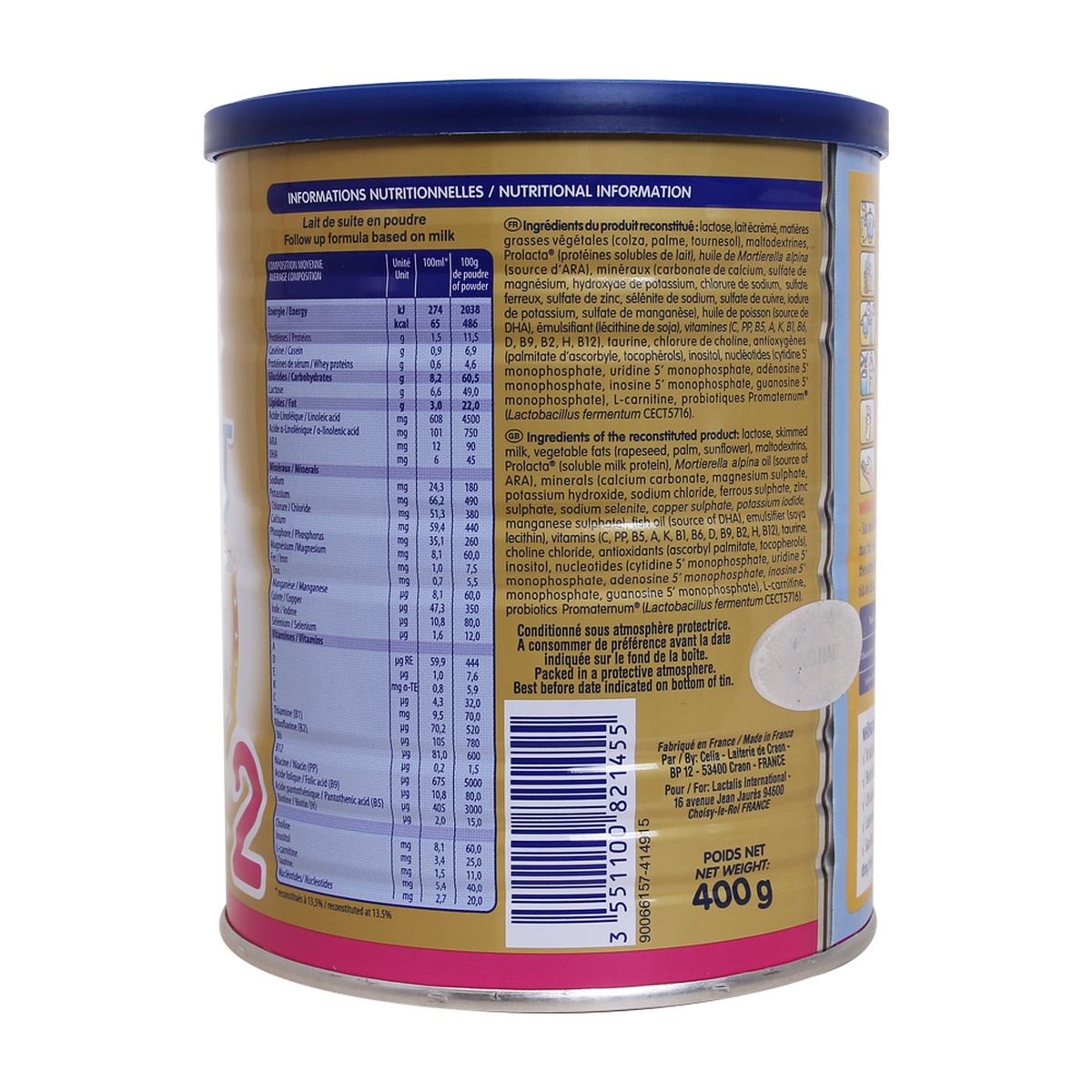 Sữa bột Celia Expert 2 cho 6-12M (400g) - mặt sau