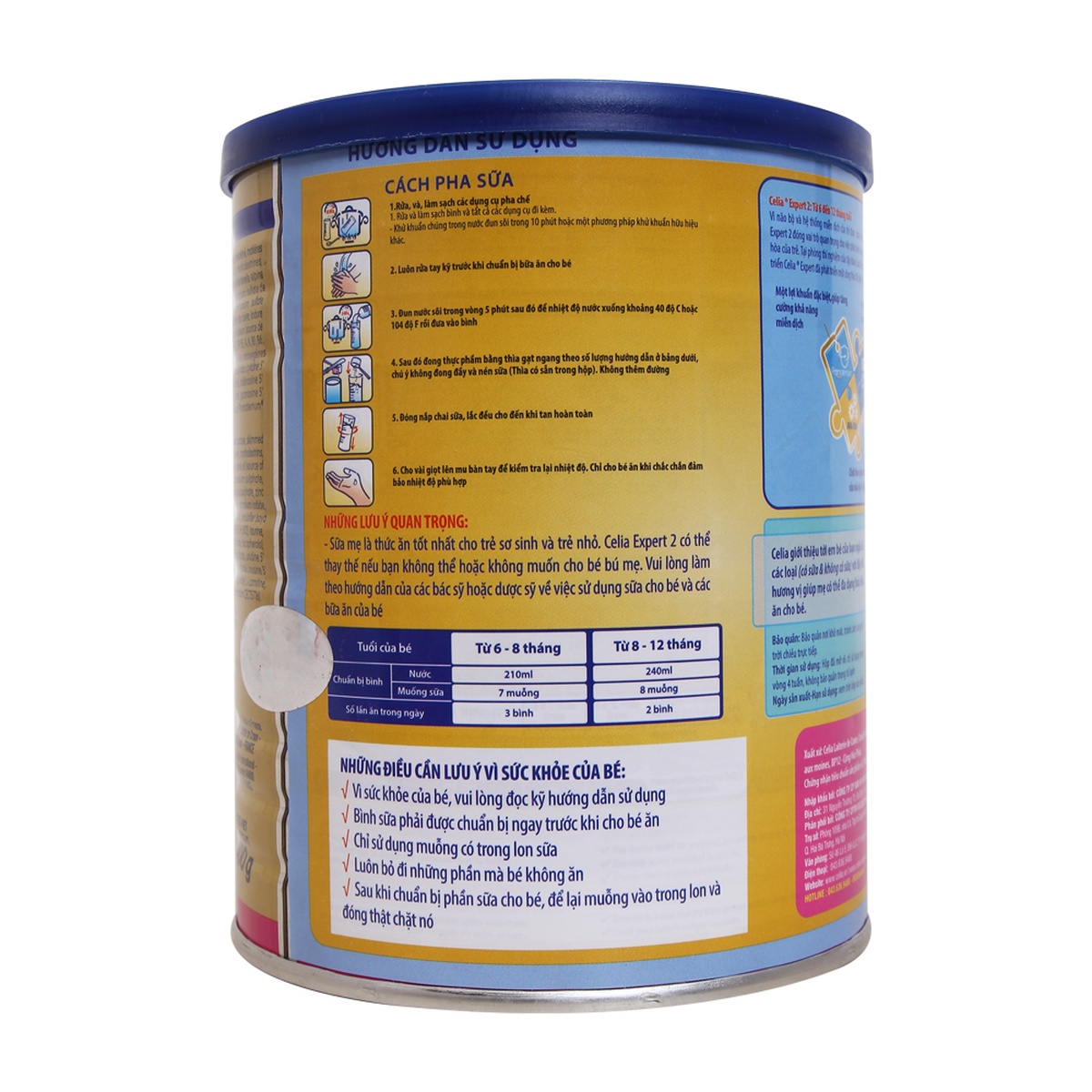 Sữa bột Celia Expert 2 cho 6-12M (400g) - góc nghiêng