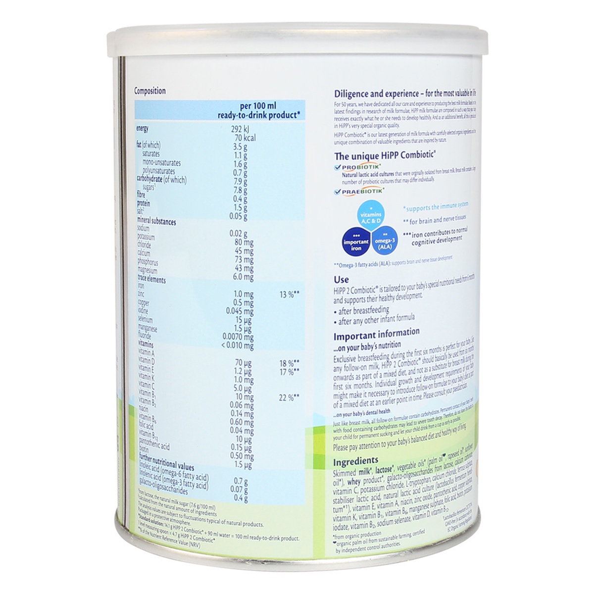 Sữa Hipp số 2 Combiotic Organic 350g - mặt phải