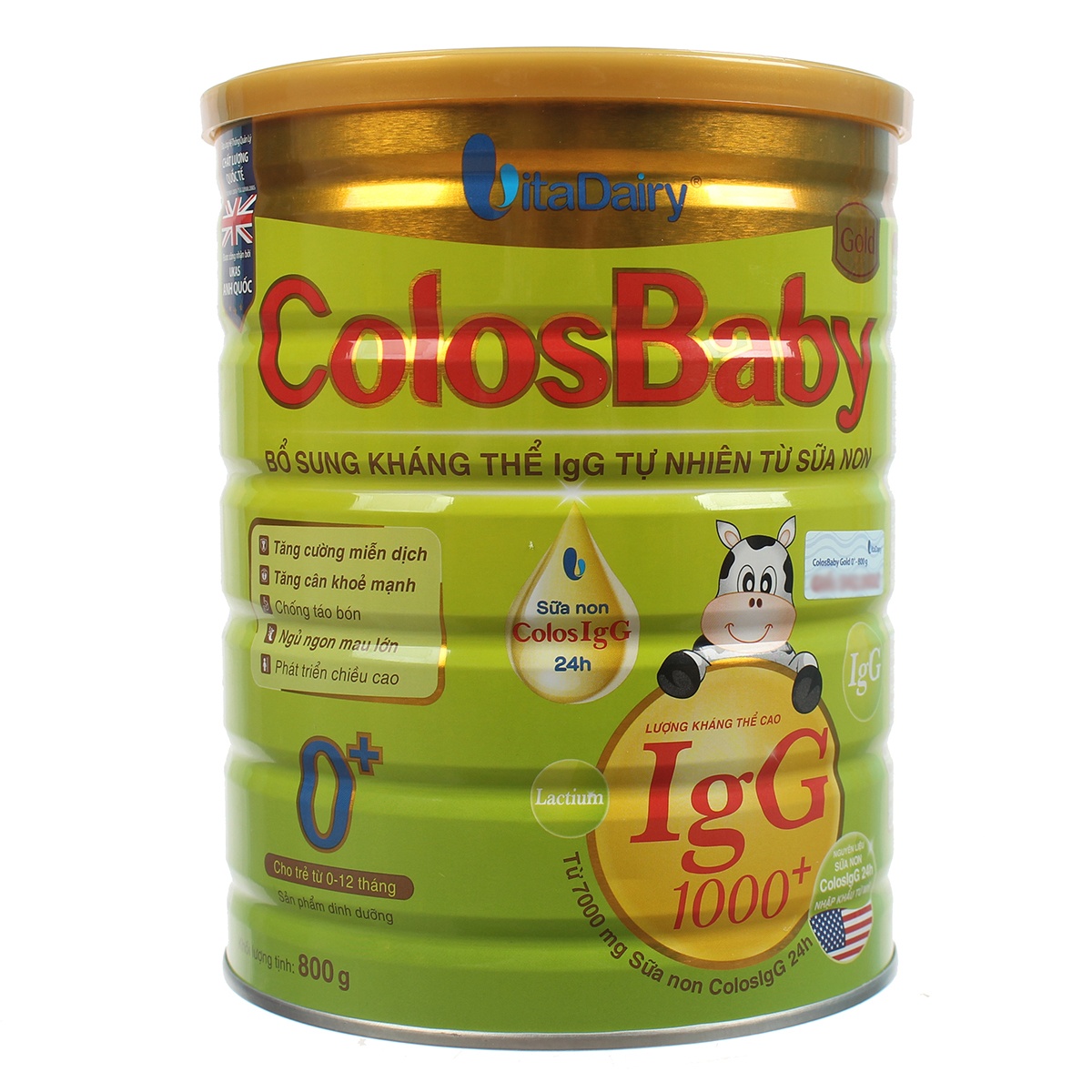 Sữa bột Colosbaby Gold 0+ 800g tăng cường hệ miễn dịch (0-1 tuổi) - mặt sau