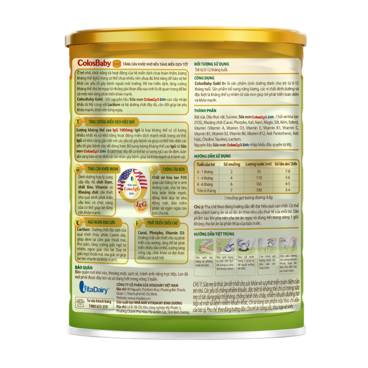 Sữa bột Colosbaby Gold 0+ 800g tăng cường hệ miễn dịch (0-1 tuổi) - mặt phải