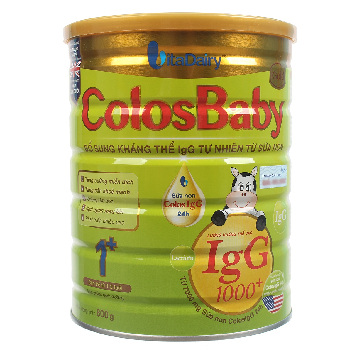 Sữa bột Colosbaby gold 1+ 800g tăng cường hệ miễn dịch (1-2 tuổi) - góc nghiêng