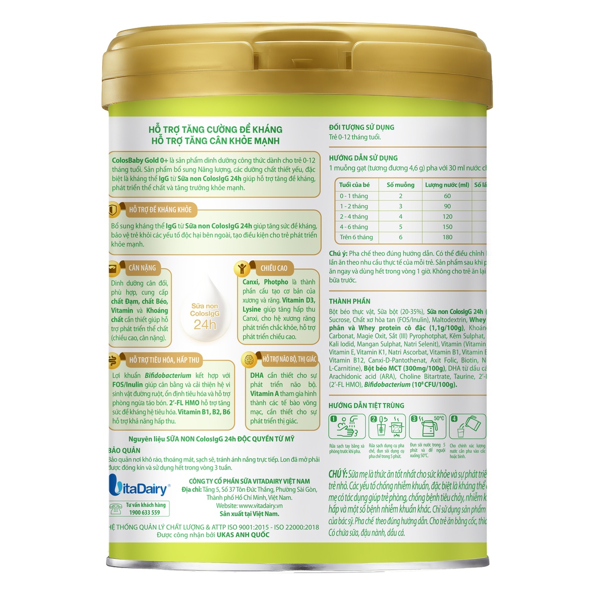 Sữa Colosbaby Gold 1+ 800g - S New - mặt phải