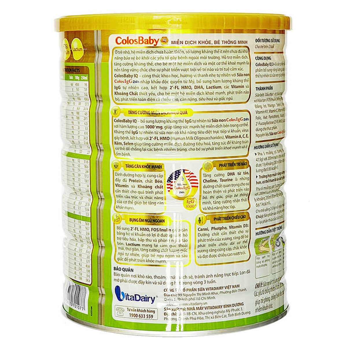 Sữa Colosbaby IQ Gold 2+ 800g - mặt phải