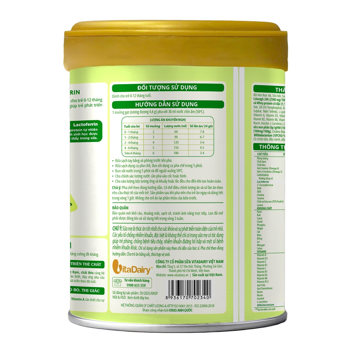 Sữa bột ColosBaby Lactoferrin 0+ 400g - mặt phải