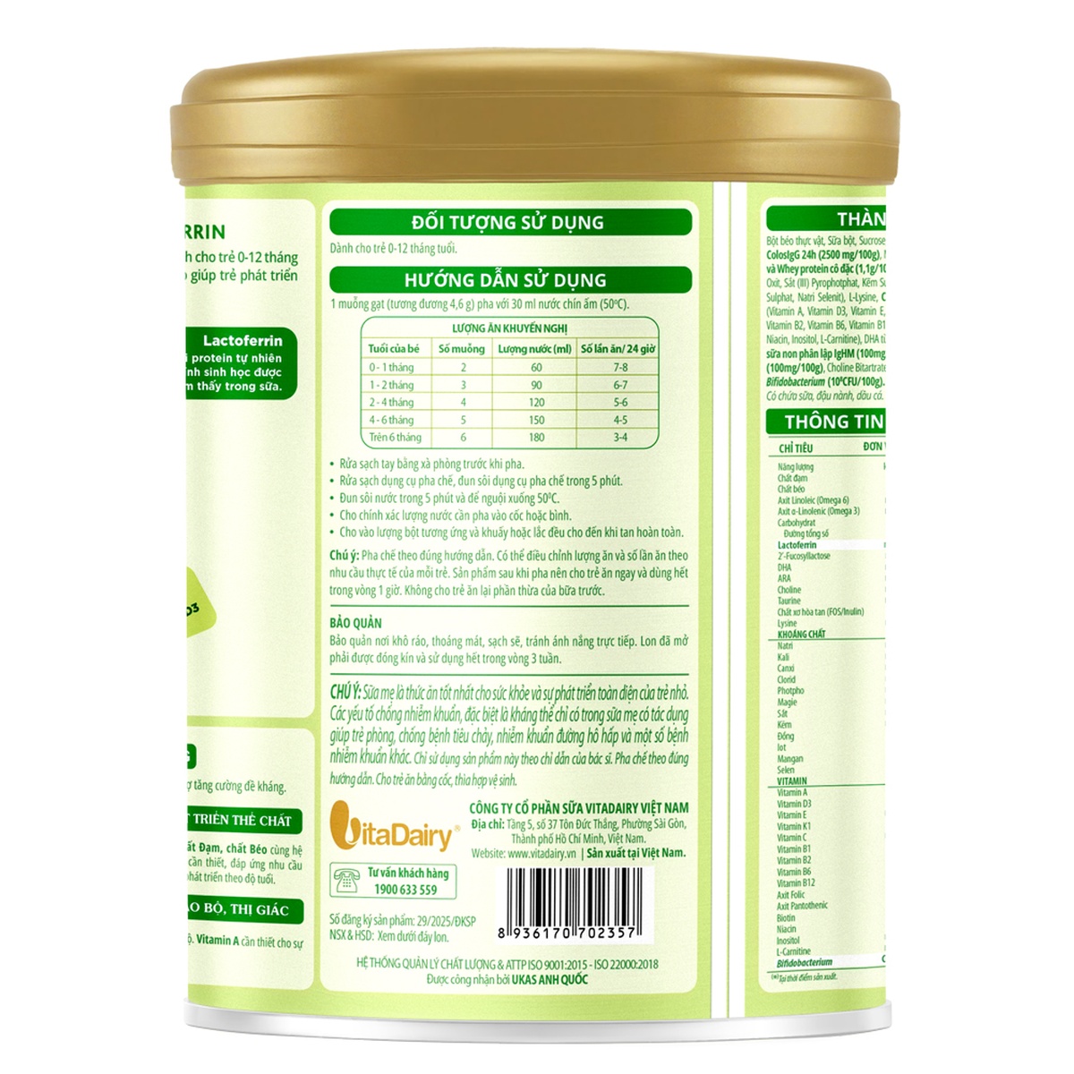 Sữa ColosBaby Lactoferrin 0+ 800g - mặt phải