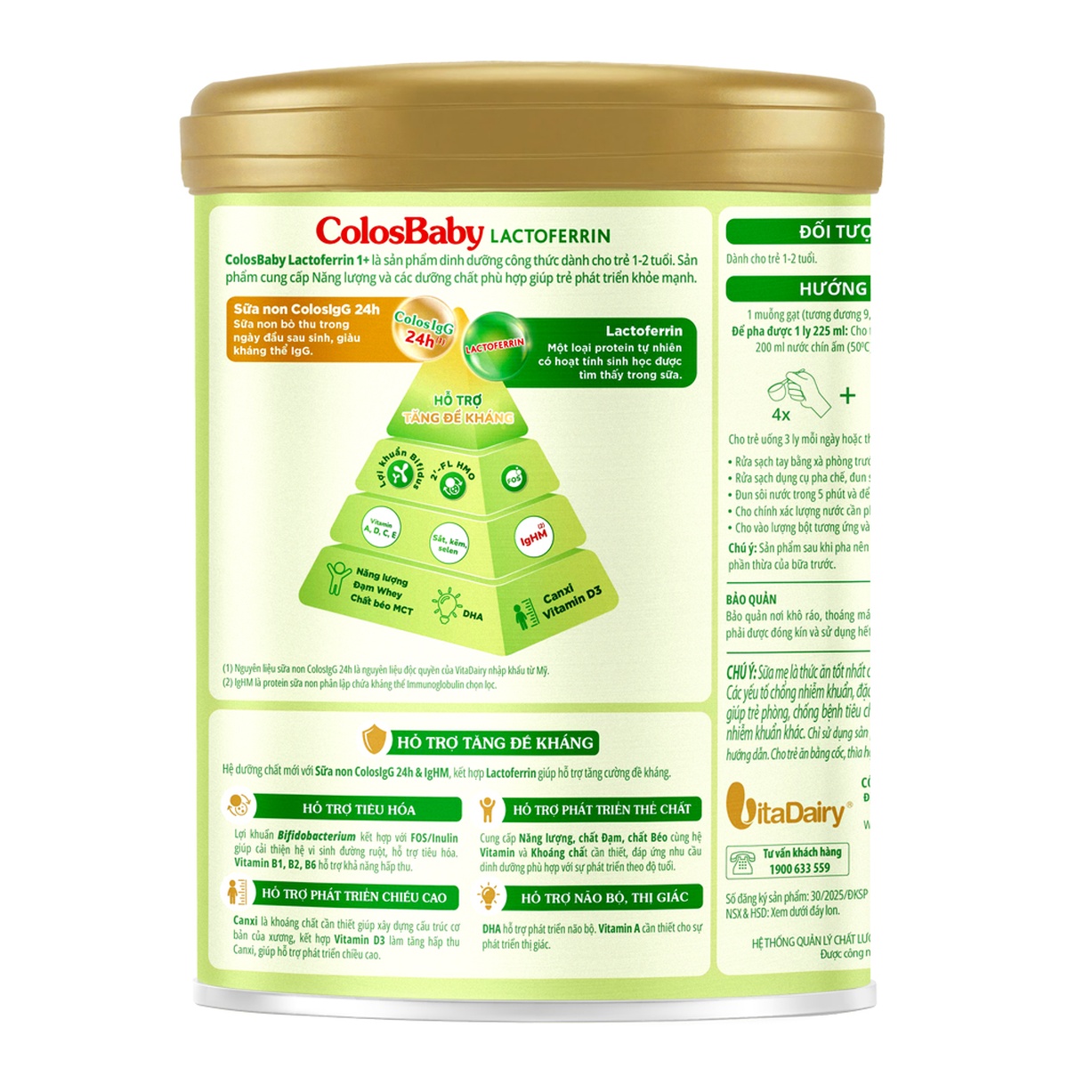 Sữa ColosBaby Lactoferrin 1+ (cho bé từ 1-2 tuổi) 800g - mặt trái