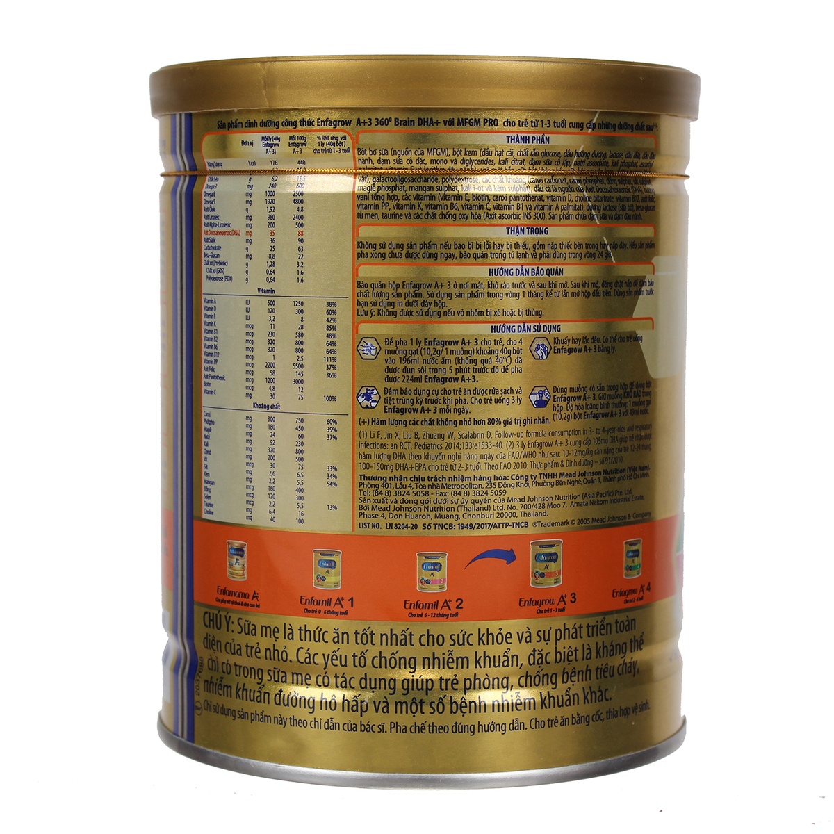 Sữa Enfagrow A+ 3 400g phát triển não bộ cho bé từ 1-3 tuổi - mặt phải