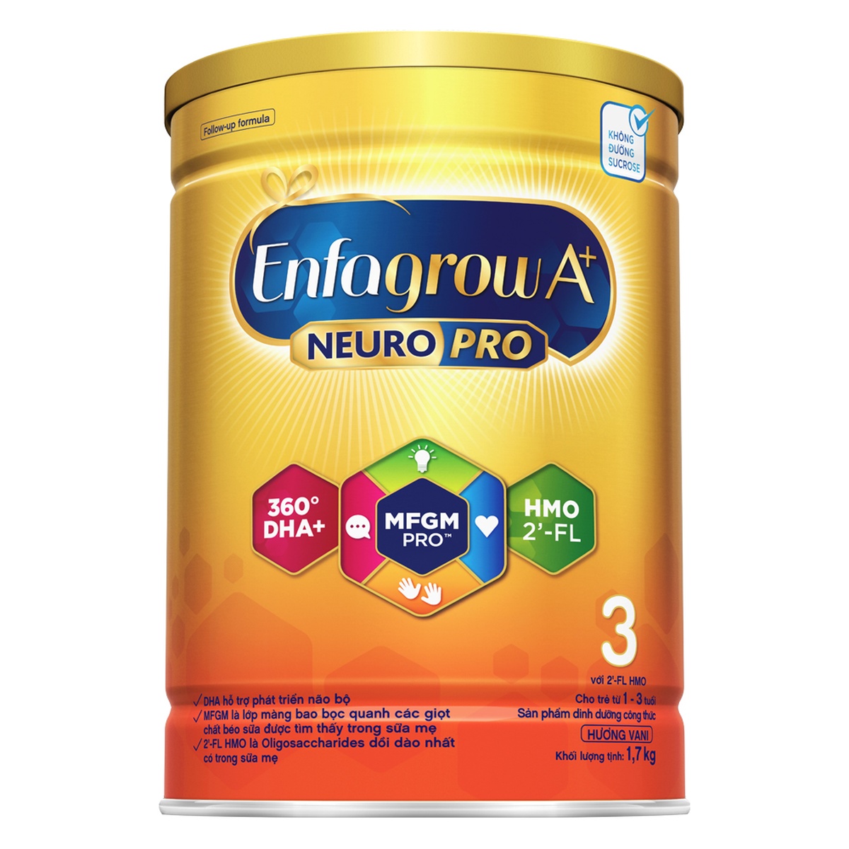 Sản phẩm dinh dưỡng công thức Enfagrow A+ NeuroPro 3 2Flex 1,7kg (cho bé từ 1-3 tuổi) - mặt sau