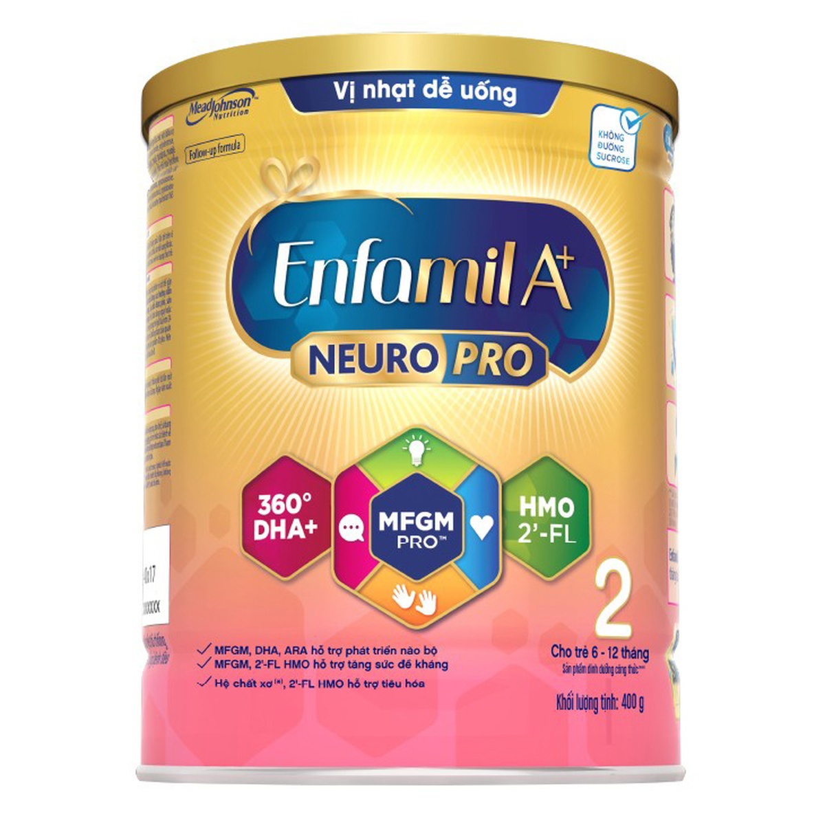 Sản phẩm dinh dưỡng công thức Enfamil A+ NeuroPro số 2 400g (cho bé từ 6-12 tháng) - góc nghiêng