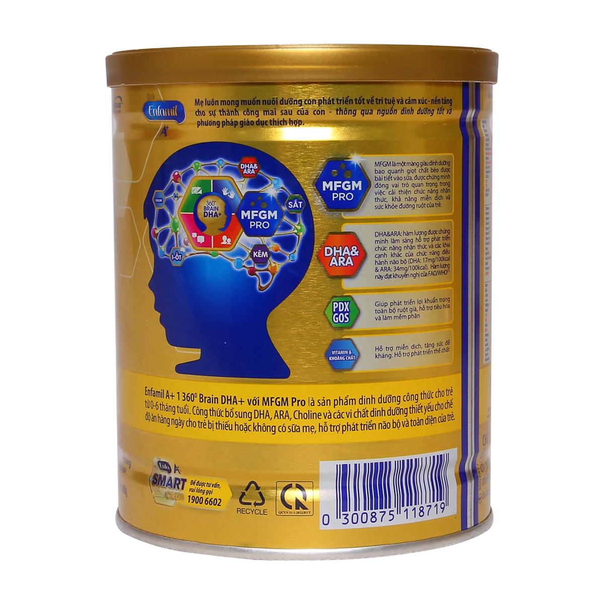 Sữa Enfamil A+ 1 400g hỗ trợ phát triển não bộ cho bé từ 0-6 tháng tuổi - mặt phải
