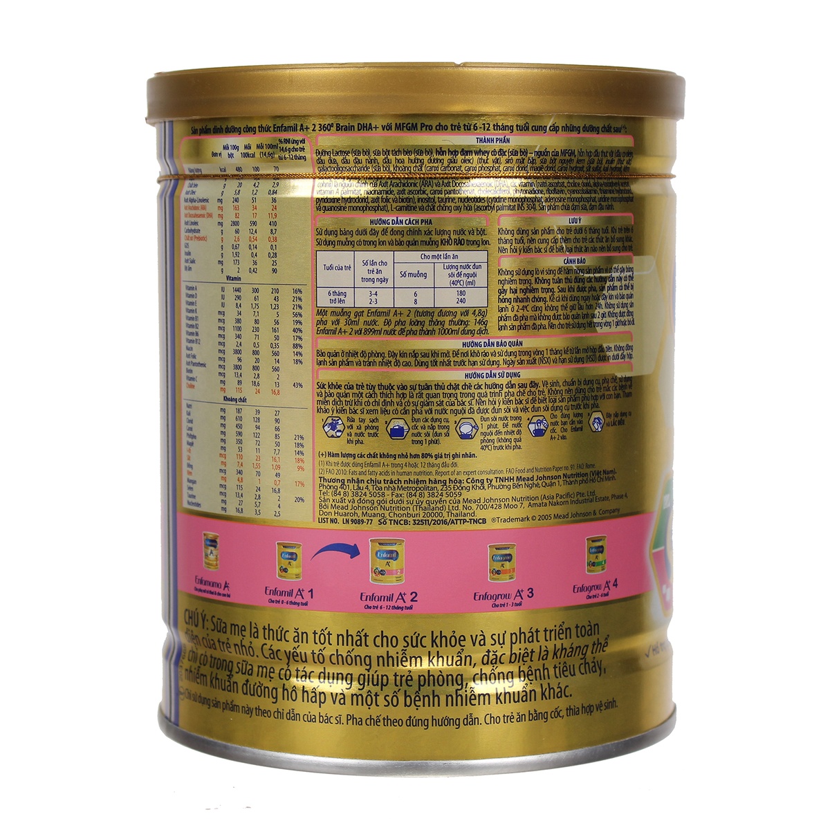 Sữa Enfamil A+ 2 400g hỗ trợ phát triển não bộ cho bé từ 6 - 12 tháng  - mặt trái