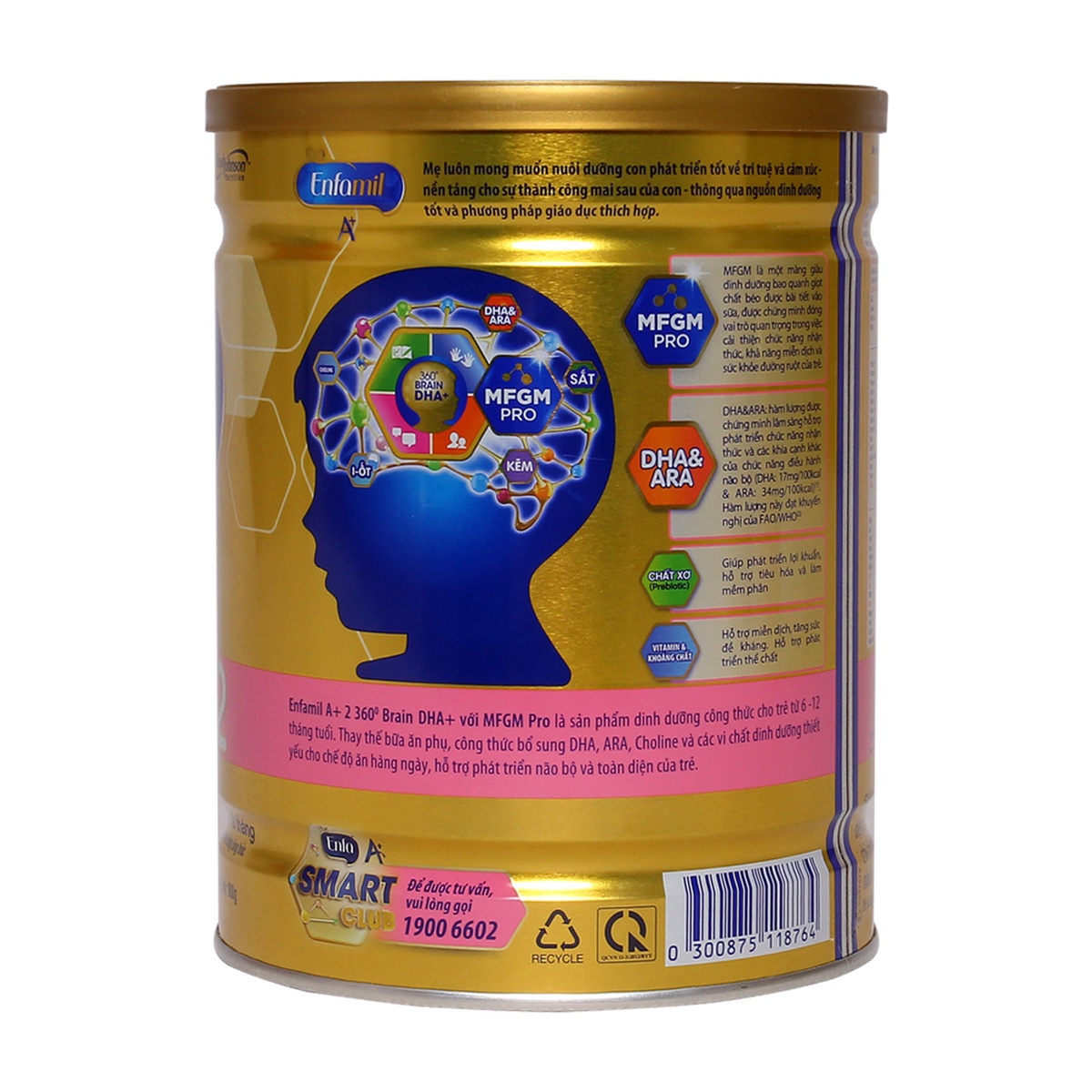 Sữa Enfamil A+ 2 900g (6 - 12 tháng) - mặt phải