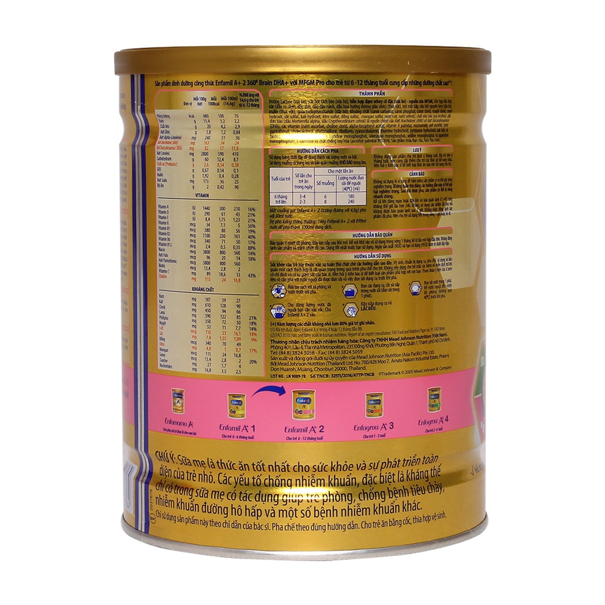 Sữa Enfamil A+ 2 900g (6 - 12 tháng) - mặt sau