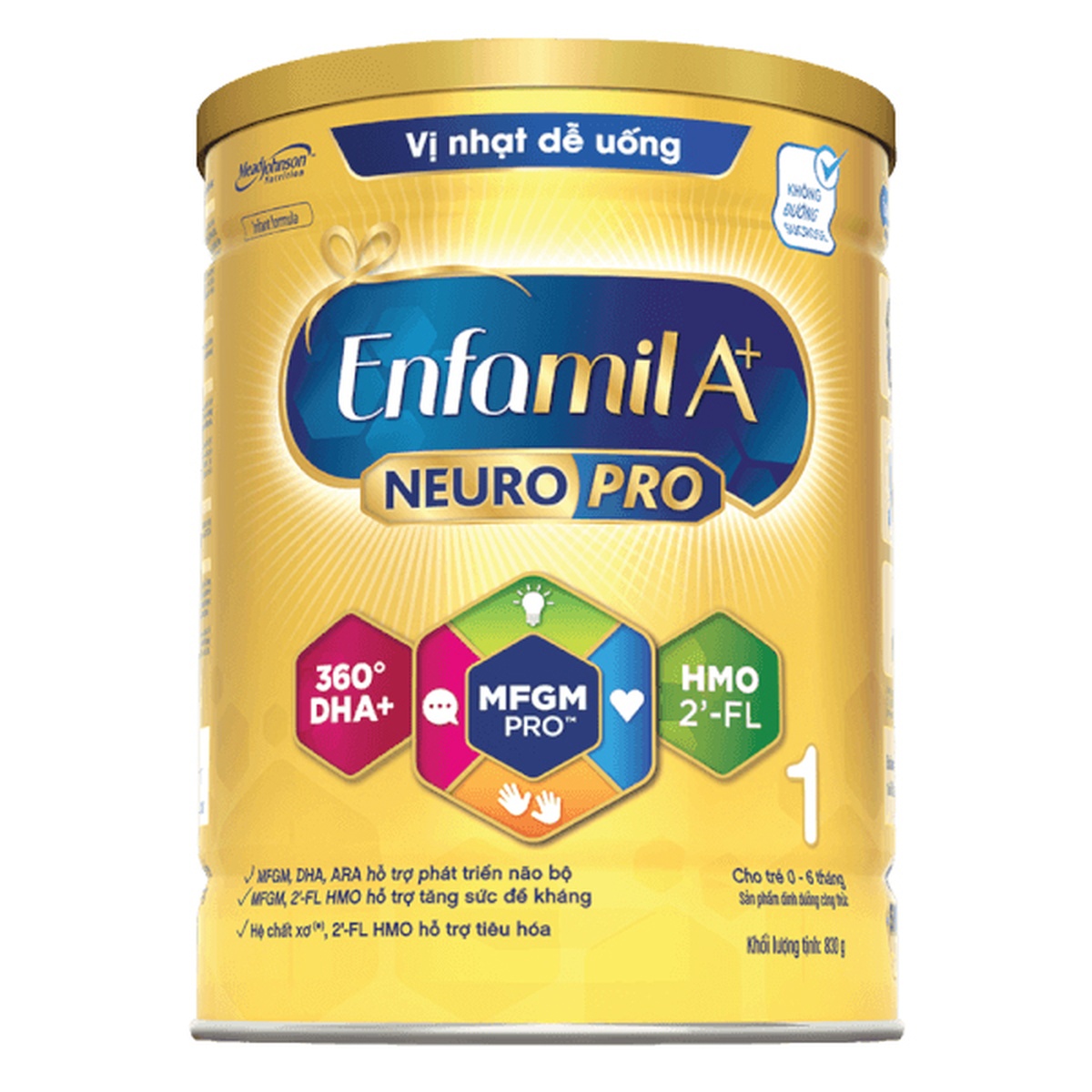 Sữa bột Enfamil A+ NeuroPro số 1 (cho bé 0-6 tháng) 830g - góc nghiêng