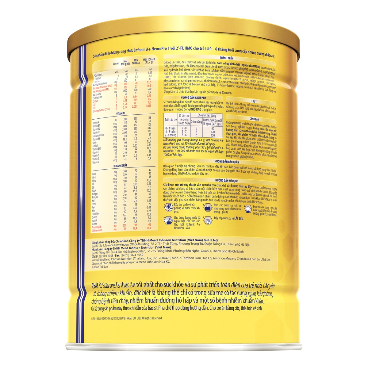 Sữa bột Enfamil A+ NeuroPro số 1 (cho bé 0-6 tháng) 830g - mặt phải