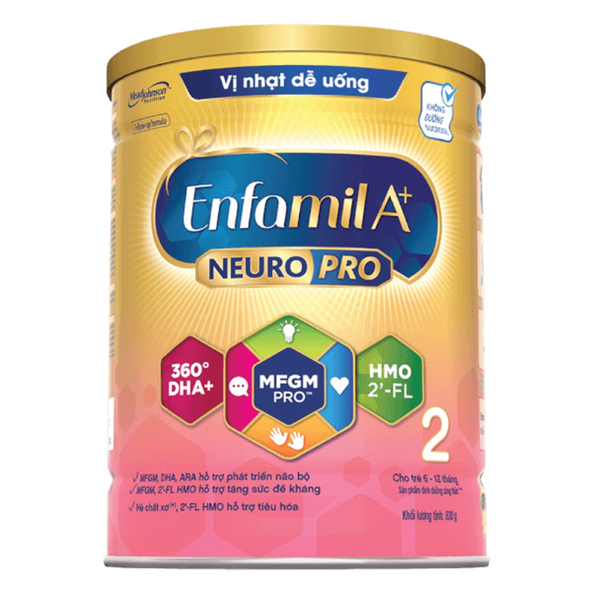 Sữa bột Enfamil A+ NeuroPro số 2 (cho bé 6-12 tháng) 830g - góc nghiêng