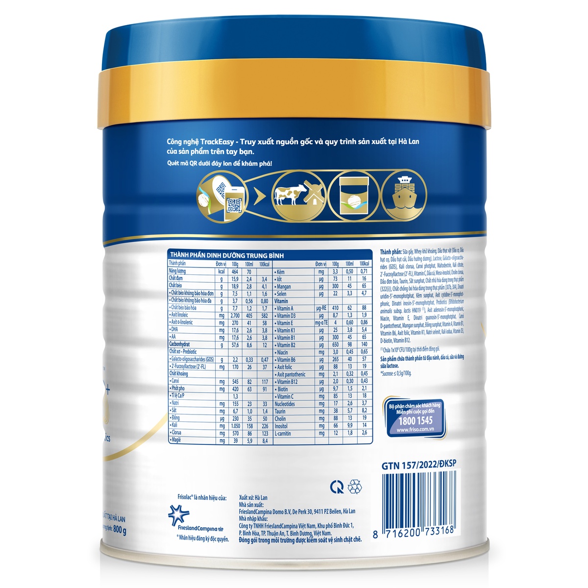 Sữa Frisolac Gold Pro số 3 800g cho bé 1-3 tuổi - mặt phải
