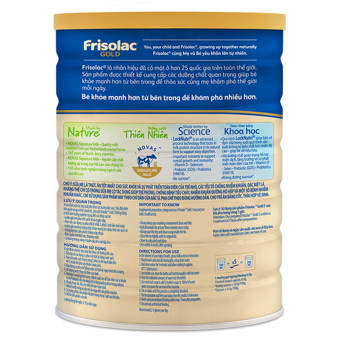 Sữa Frisolac Gold số 3 1400g cho bé từ 1-2 tuổi - mặt trái