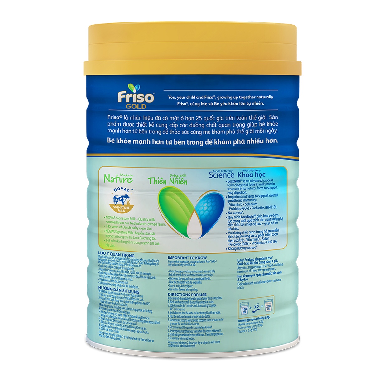 Sữa Friso Gold số 4 850g cho bé từ 2-6 tuổi - mặt phải