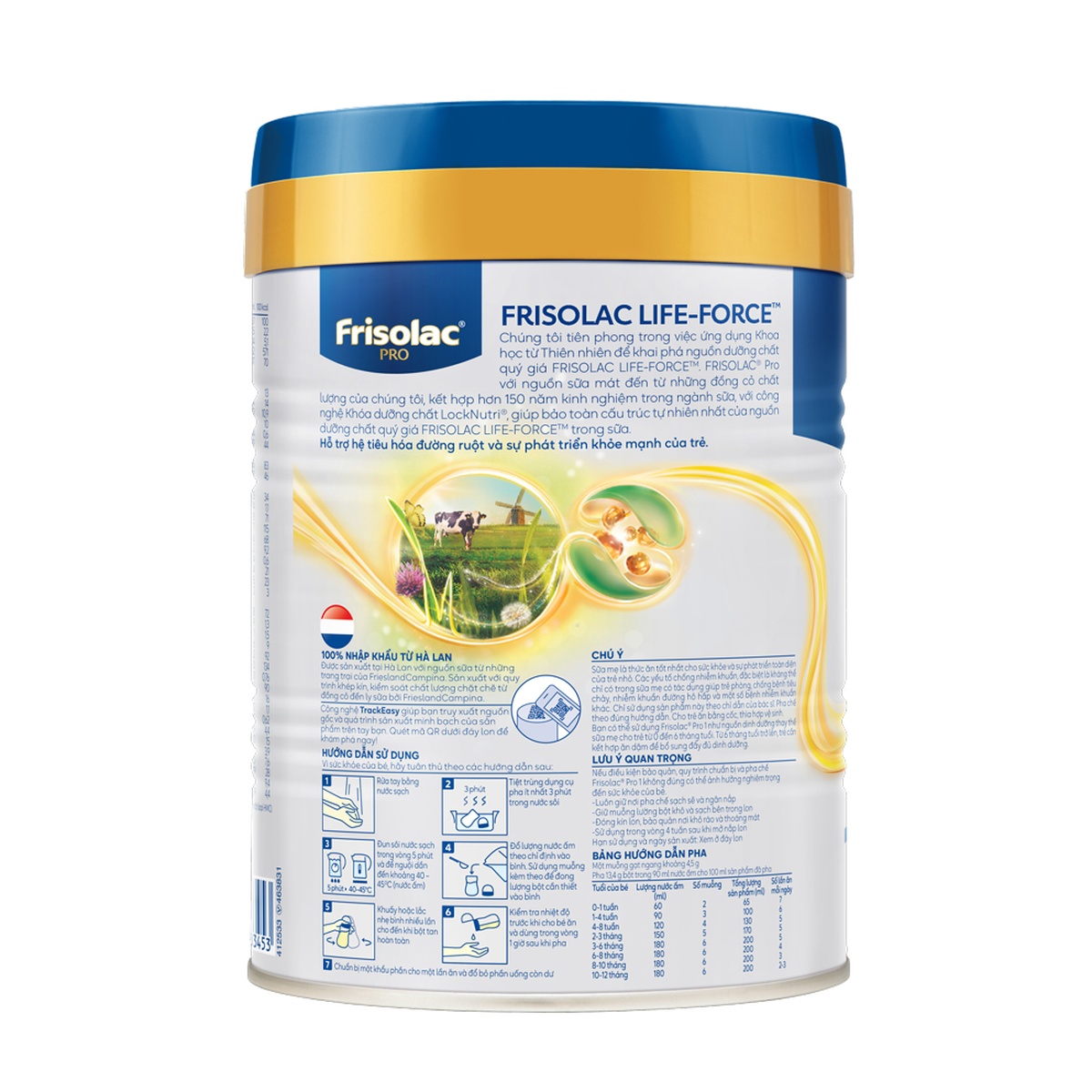Sữa bột Frisolac Pro số 1 (cho bé 0-12 tháng) 400g - mặt trái