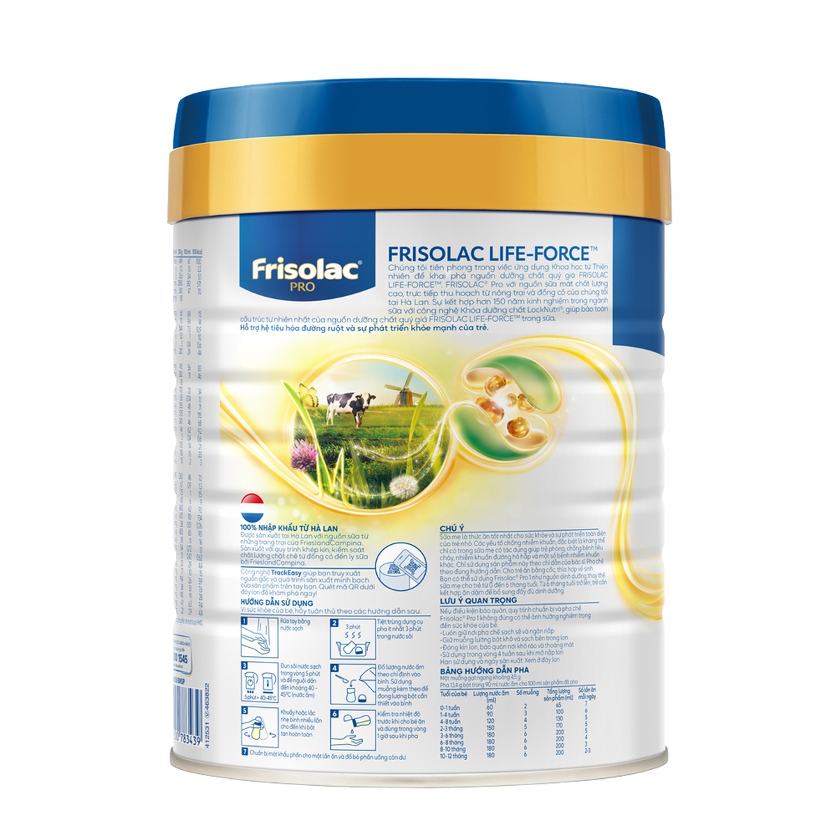 Sữa bột Frisolac Pro số 1 (cho bé 0-12 tháng) 800g - mặt phải