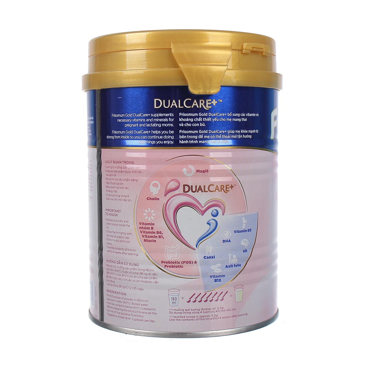 Sữa bầu Frisomum Gold số 0 400g cho mẹ bầu và cho con bú - mặt sau