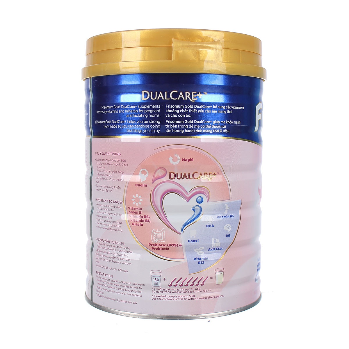 Sữa bầu Frisomum Gold số 0 900g cho mẹ bầu và con bú - mặt sau