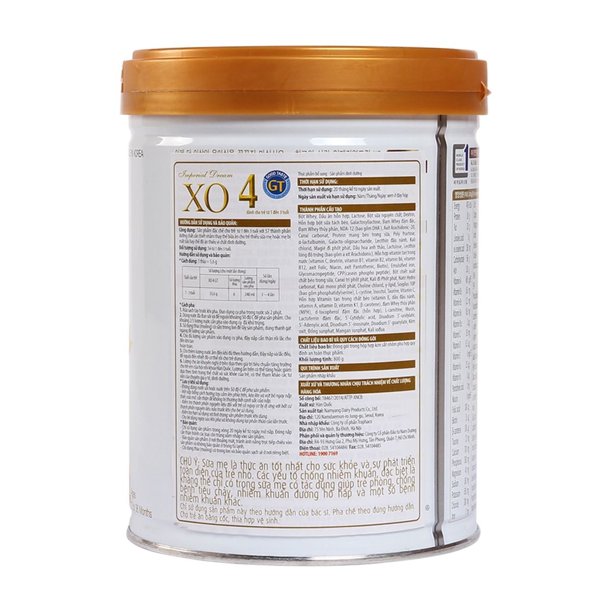 Sữa Imperial Dream XO s4 (800g) - mặt sau