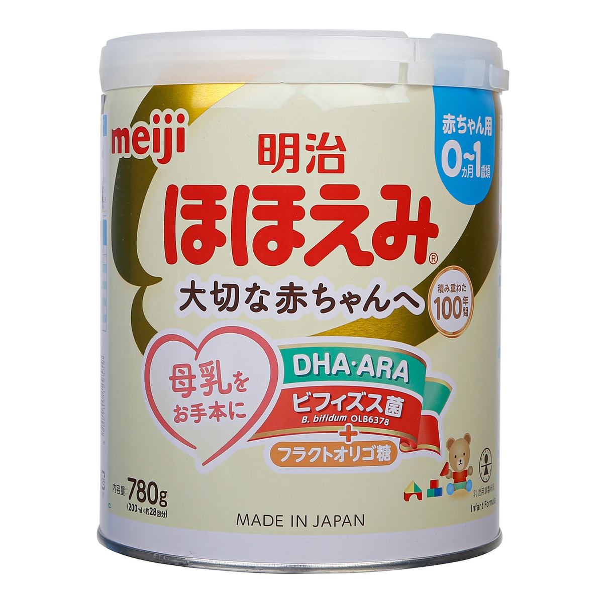 Sữa bột Meiji Nhật số 0 (cho bé từ 0 đến 12 tháng) 780g - mặt sau