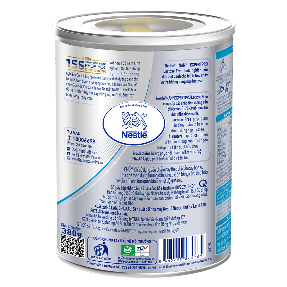 Sữa Nan Expert Pro Lactose Free Thuỵ Sĩ  - mặt trái