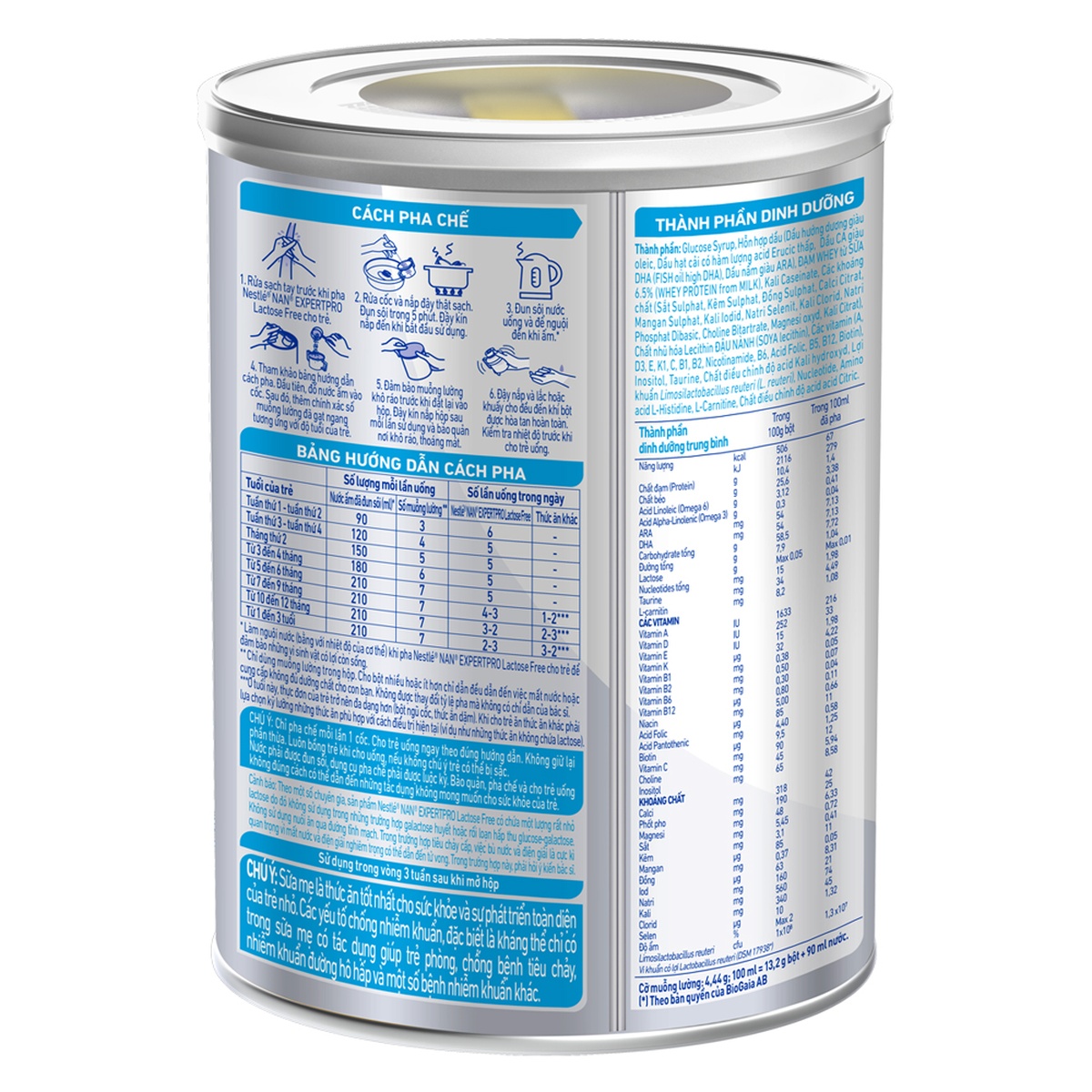 Sữa Nan Expert Pro Lactose Free Thuỵ Sĩ  - mặt phải