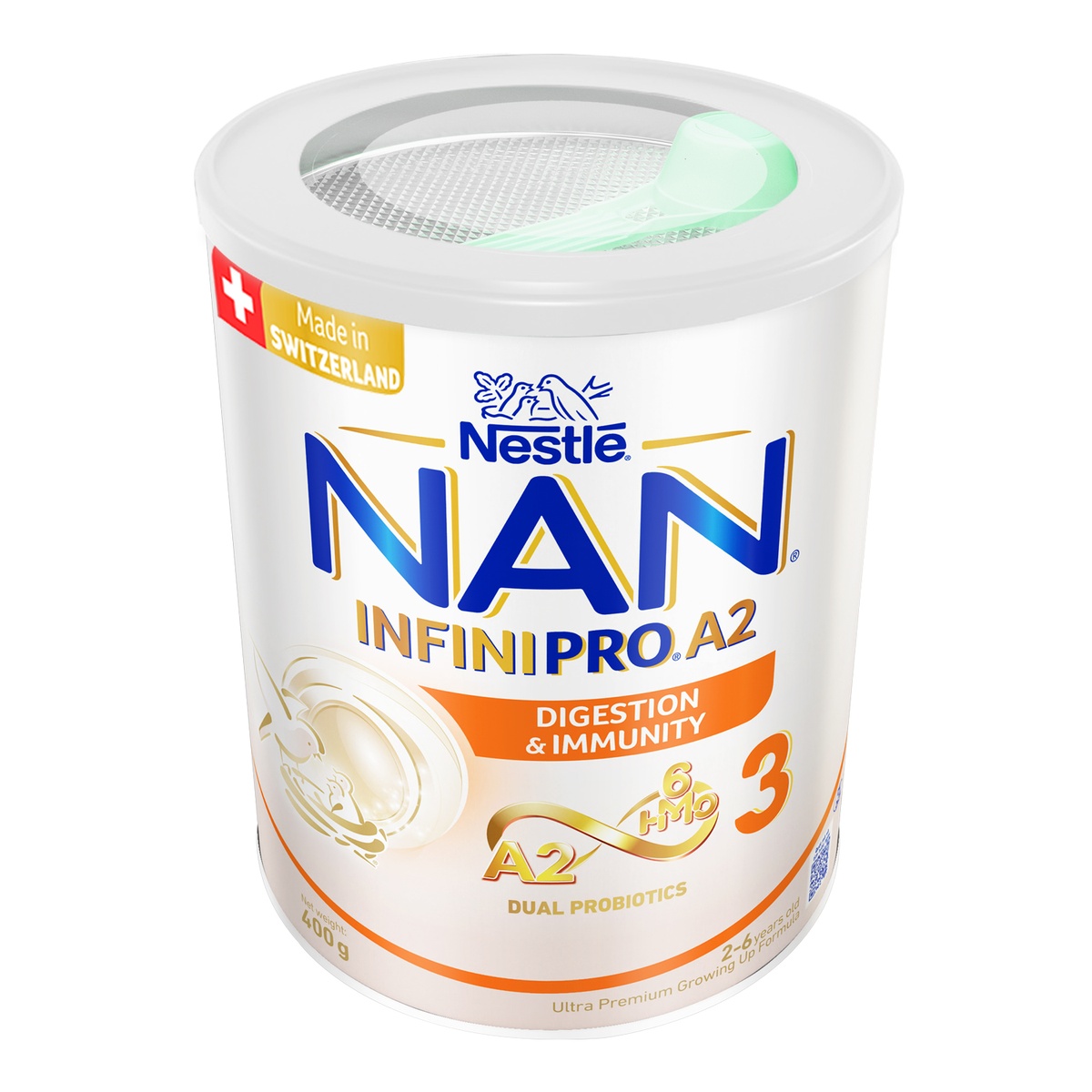Sản phẩm dinh dưỡng công thức Nan Infinipro A2 6HMO số 3 400g cho bé 2-6 tuổi - mặt sau