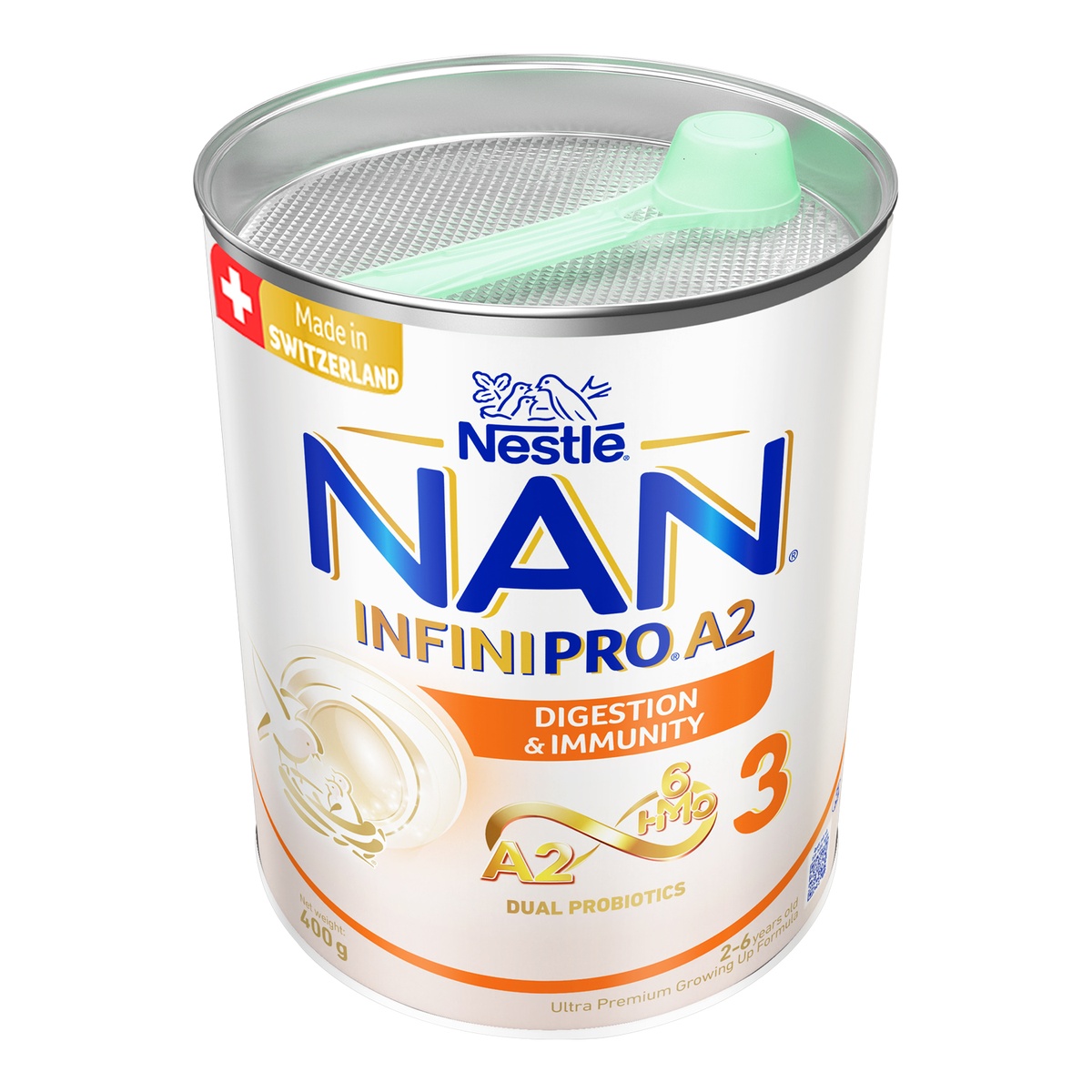 Sản phẩm dinh dưỡng công thức Nan Infinipro A2 6HMO số 3 400g cho bé 2-6 tuổi - góc nghiêng
