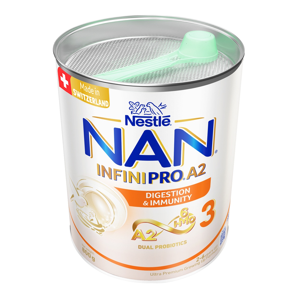 Sản phẩm dinh dưỡng công thức Nan Infinipro A2 6HMO số 3 800g cho bé 2-6 tuổi - mặt sau