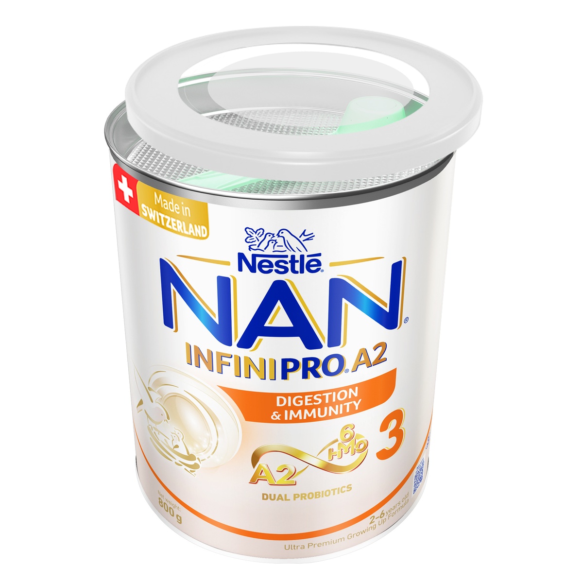 Sản phẩm dinh dưỡng công thức Nan Infinipro A2 6HMO số 3 800g cho bé 2-6 tuổi - góc nghiêng