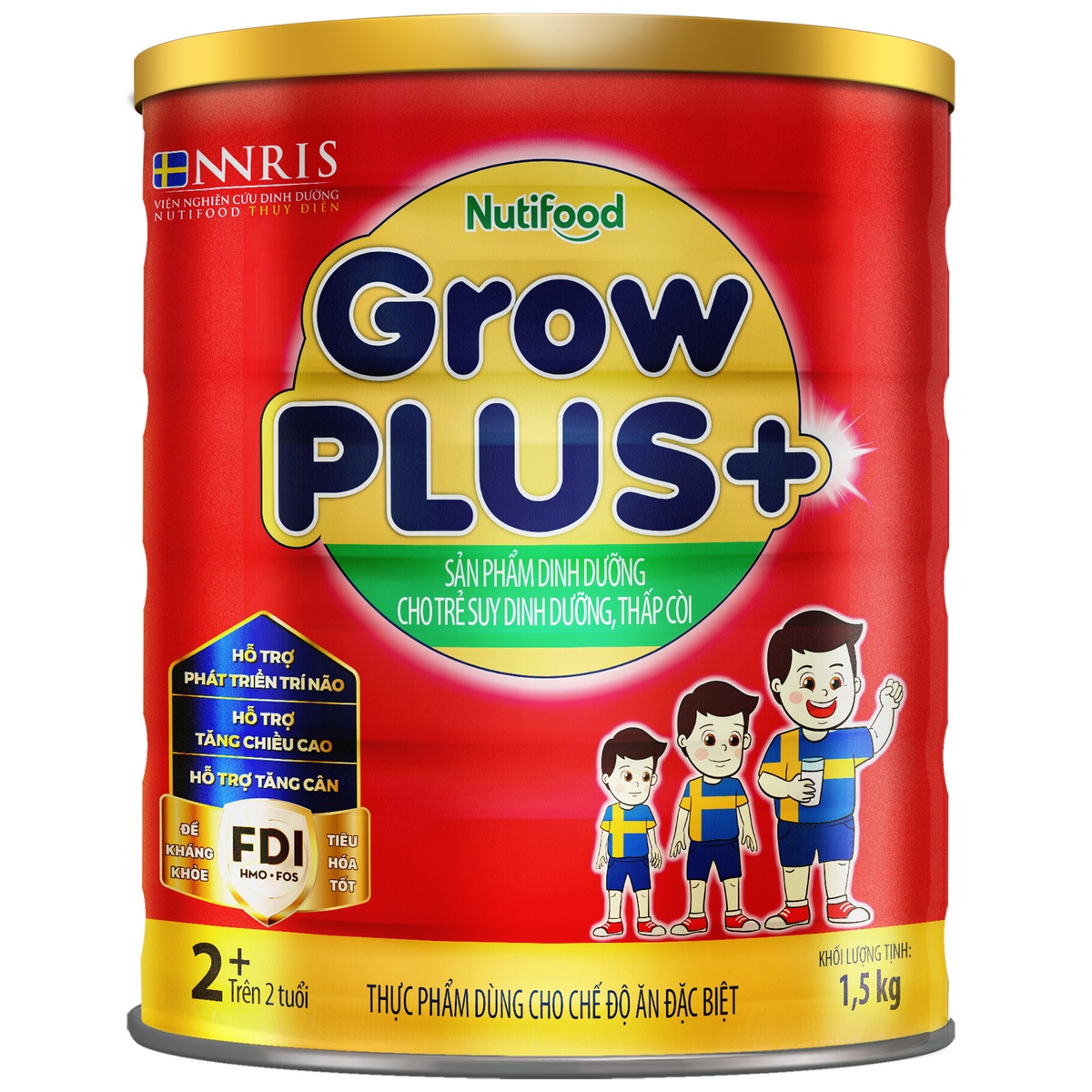 Thực phẩm cho chế độ ăn đặc biệt Nutifood Grow Plus đỏ 2+ 1.5kg - mặt sau