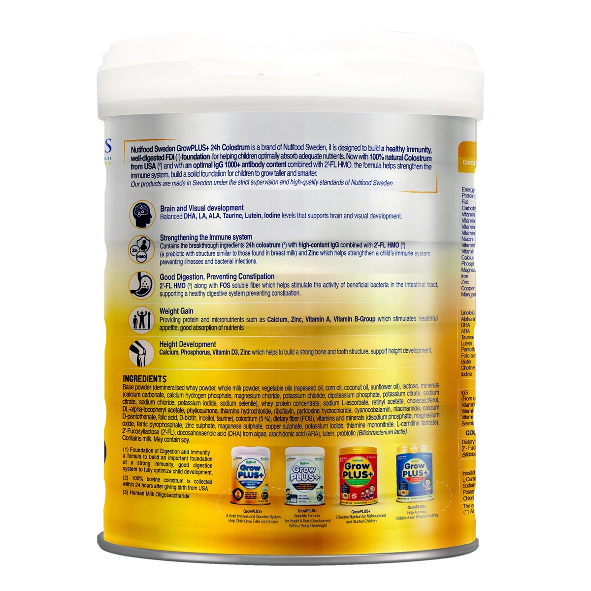 Sữa Nutifood GrowPlus+ Vàng (Sữa non) cho bé 0-12 tháng 850g - mặt phải