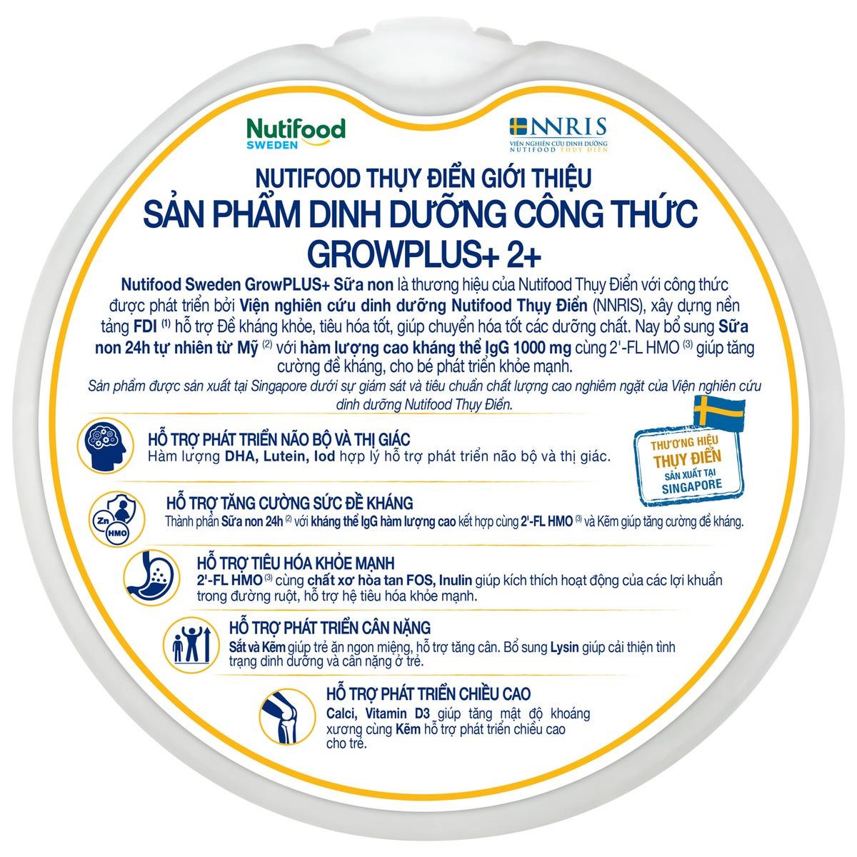 Sản phẩm dinh dưỡng công thức Nutifood Grow Plus+ Vàng (sữa non) 800g (> 2 tuổi) - góc nghiêng